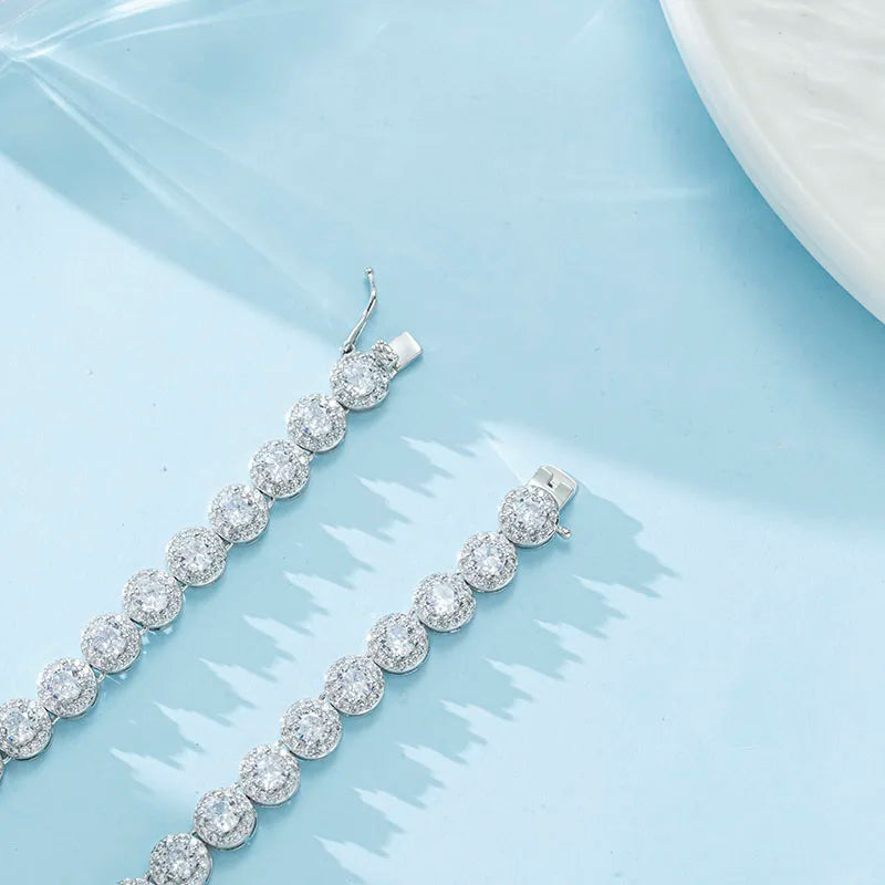 Jewelry Gift 18K White Gold Tennis Necklace for Women Men Silver Full Zircon Moissanite Necklace