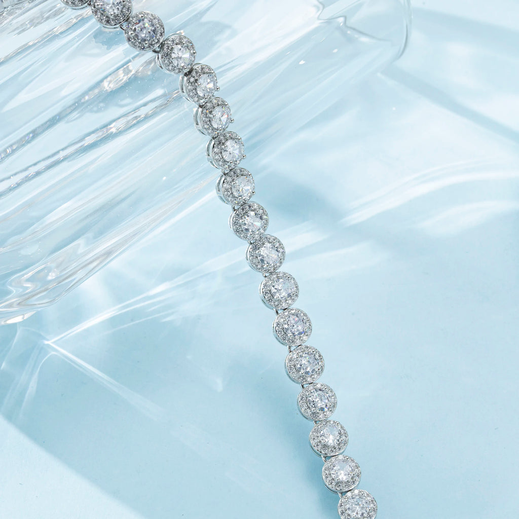 Jewelry Gift 18K White Gold Tennis Necklace for Women Men Silver Full Zircon Moissanite Necklace