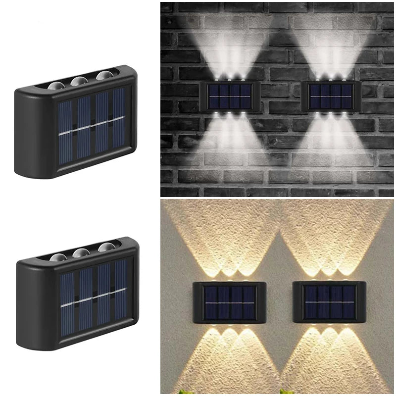 Solar Powered Outdoor Wall Light – Waterproof Up & Down 6 LED Lamp for Garden, Fence, Courtyard & Terrace Decoration
