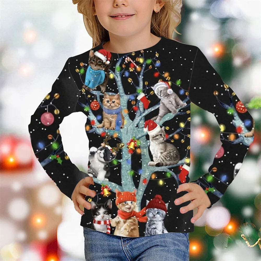 Kids Clothes Girl T-Shirt Long Sleeve Christmas 3D.