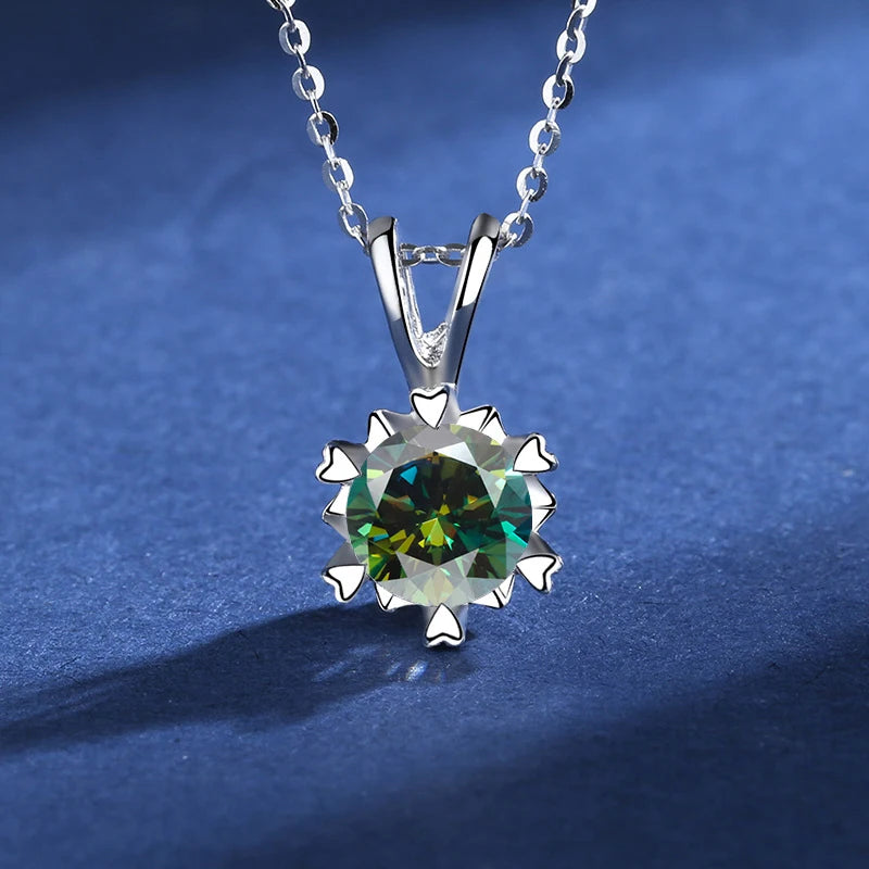 Necklace Women's 925 Sterling Silver Plated 18k Gold Pendant Luxury Fine Jewelry, Classic Four Prong 1ct Moissanite