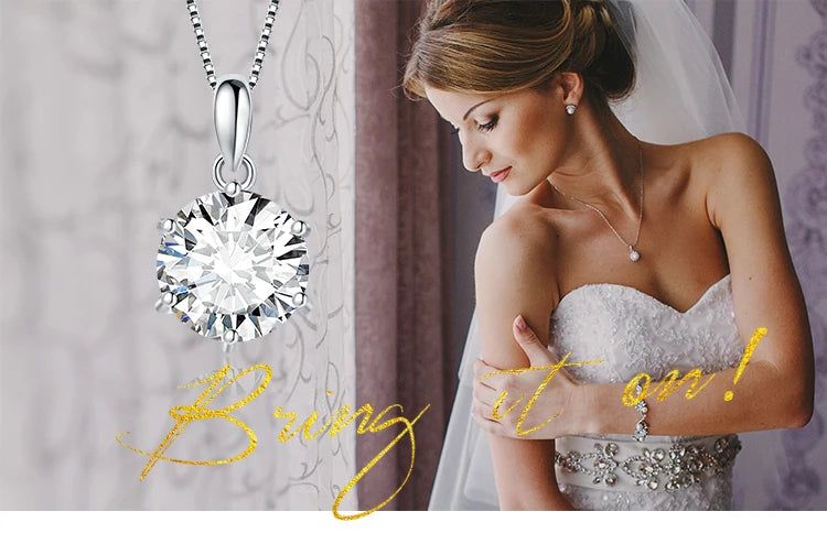 Sparkling Moissanite 1ct–3ct Pendant – D Color Round Cut, 925 Sterling Silve