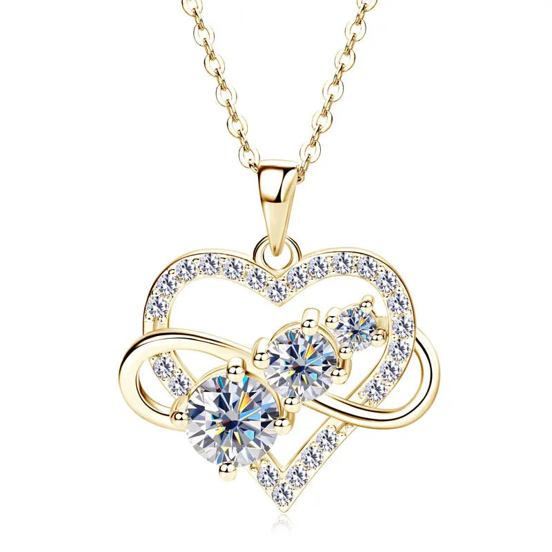 925 Sterling Silver Moissanite Heart Pendant – RAPRGOLD Certified Fine Jewelry for Women