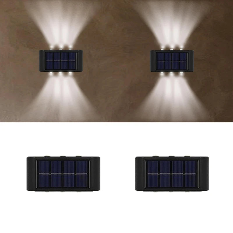 Solar Powered Outdoor Wall Light – Waterproof Up & Down 6 LED Lamp for Garden, Fence, Courtyard & Terrace Decoration