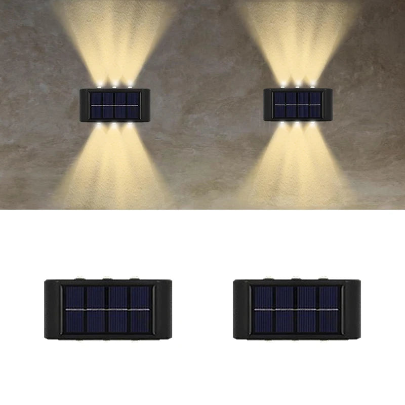 Solar Powered Outdoor Wall Light – Waterproof Up & Down 6 LED Lamp for Garden, Fence, Courtyard & Terrace Decoration