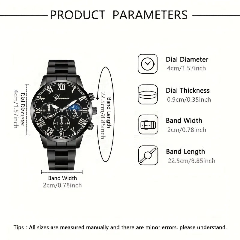 Geneva Fashion Men’s Belts & Quartz Watches – Casual, Business, and Sports Wear