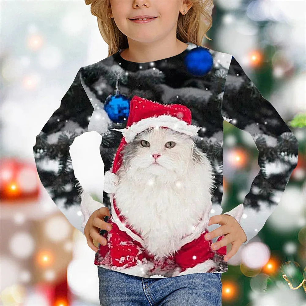 Kids Clothes Girl T-Shirt Long Sleeve Christmas 3D.