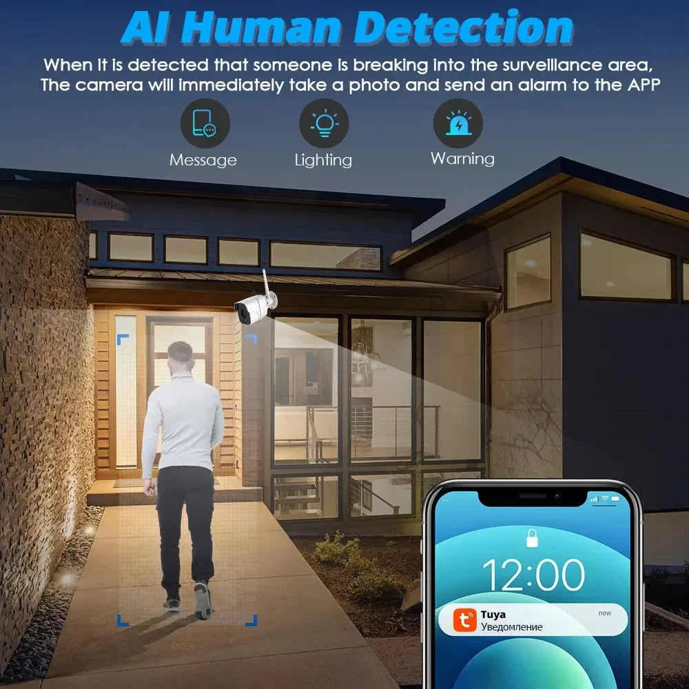 Tuya 5MP Outdoor Bullet Camera – 1080P HD WiFi Security with Motion Detection & Color Night Vision