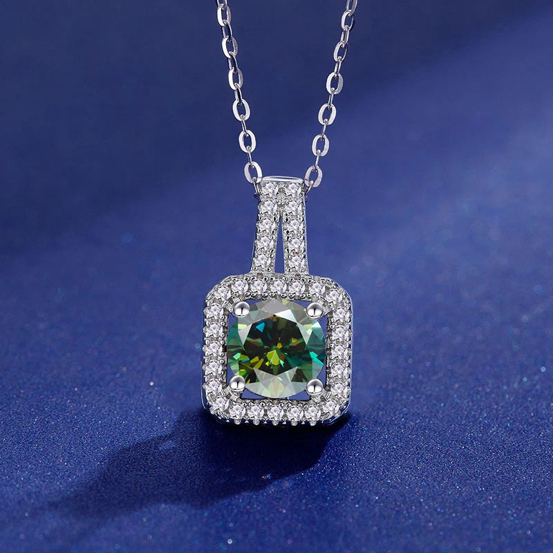 Necklace Women's 925 Sterling Silver Plated 18k Gold Pendant Luxury Fine Jewelry, Classic Four Prong 1ct Moissanite