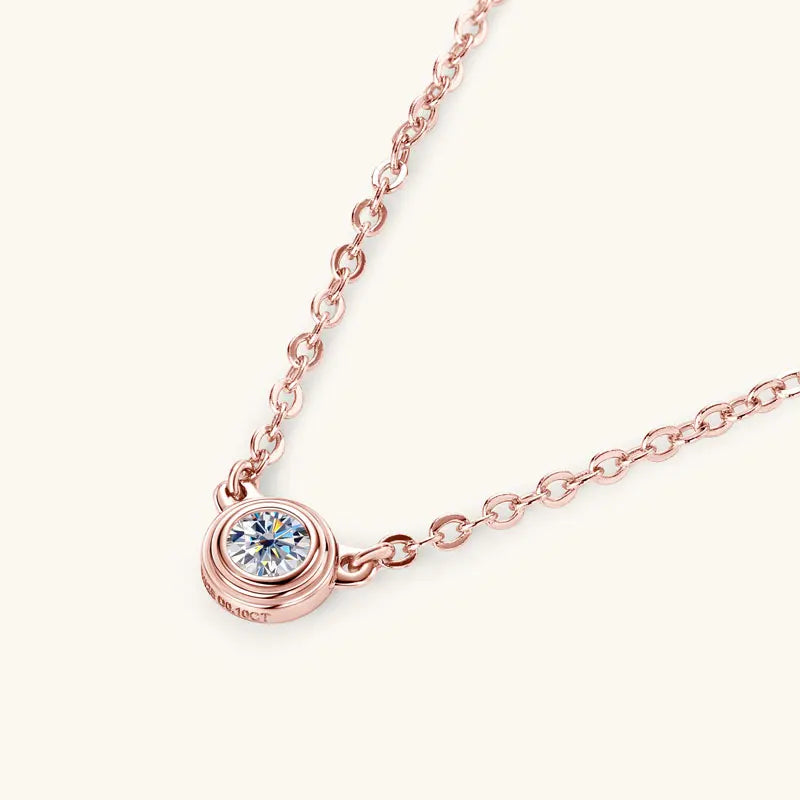 3mm Single Stone Moissanite Necklace – D Color Classic Sparkling Pendant in 925 Silver for Women