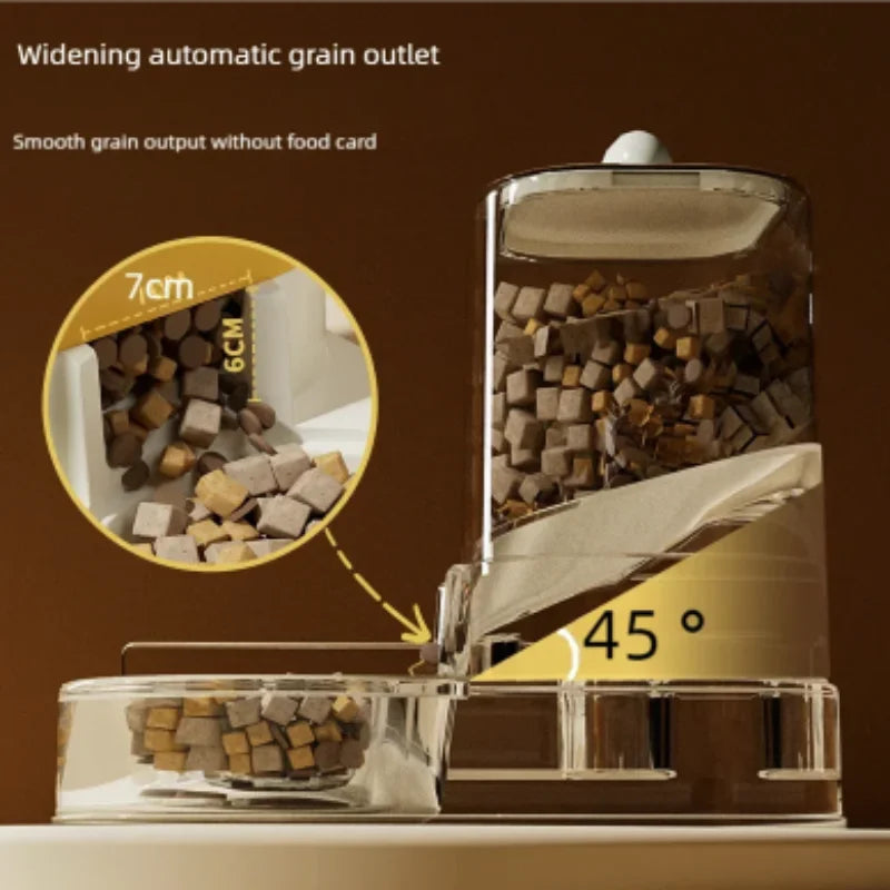 Home pet food bowl with drinking feature for puppies.