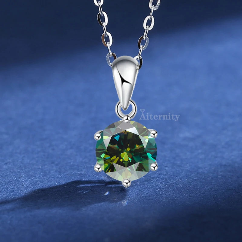 Necklace Women's 925 Sterling Silver Plated 18k Gold Pendant Luxury Fine Jewelry, Classic Four Prong 1ct Moissanite