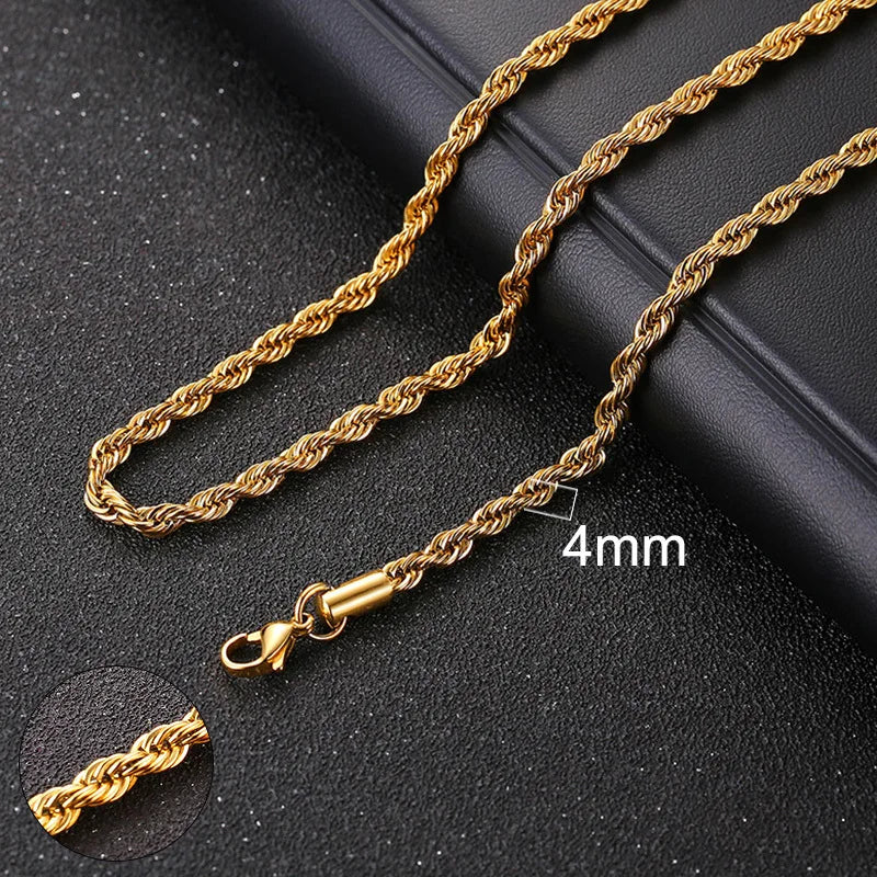 Punk Cuban Chain Necklace – Unisex Solid Metal Curb Link Choker in Gold Tone