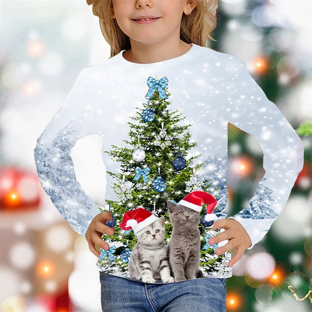 Kids Clothes Girl T-Shirt Long Sleeve Christmas 3D.