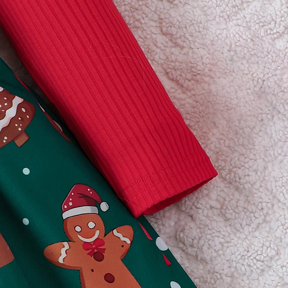 New Year Dress For Baby Girls Autumn Long Sleeve Princess Dress Kids Red Patchwork Xmas Gift Deer Print Christmas Dresses