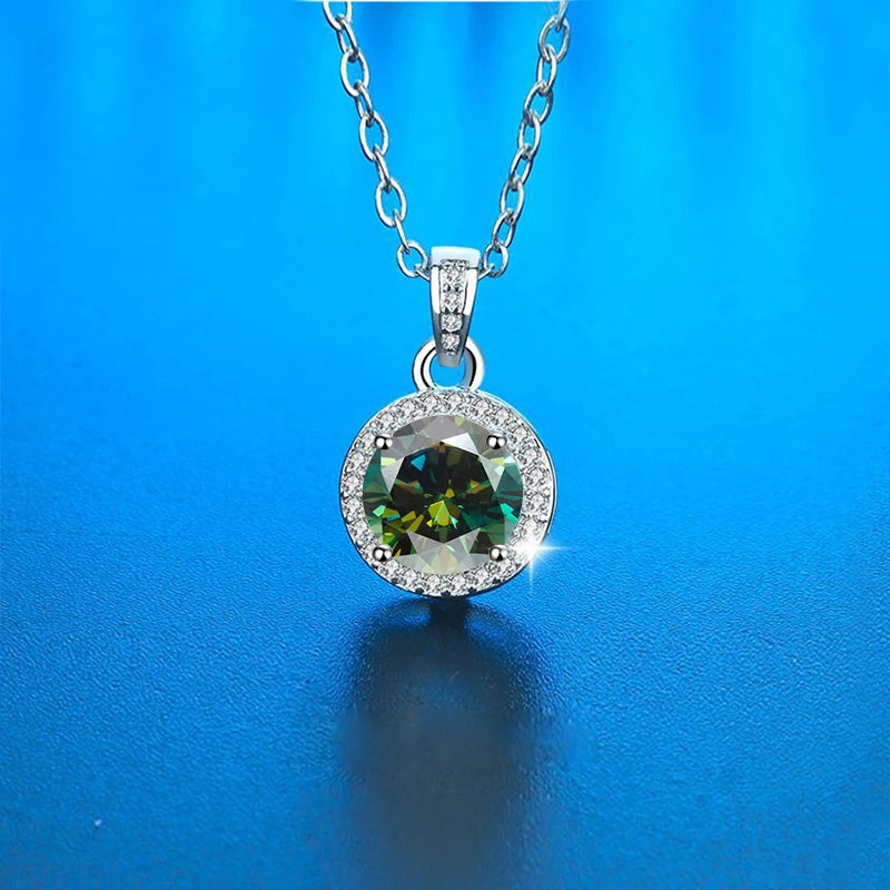 Necklace Women's 925 Sterling Silver Plated 18k Gold Pendant Luxury Fine Jewelry, Classic Four Prong 1ct Moissanite