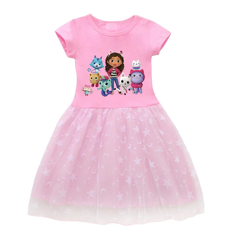 Baby Girls Gabby Cats Summer Dress Set with Bag & Headband – Kids Cosplay Costume