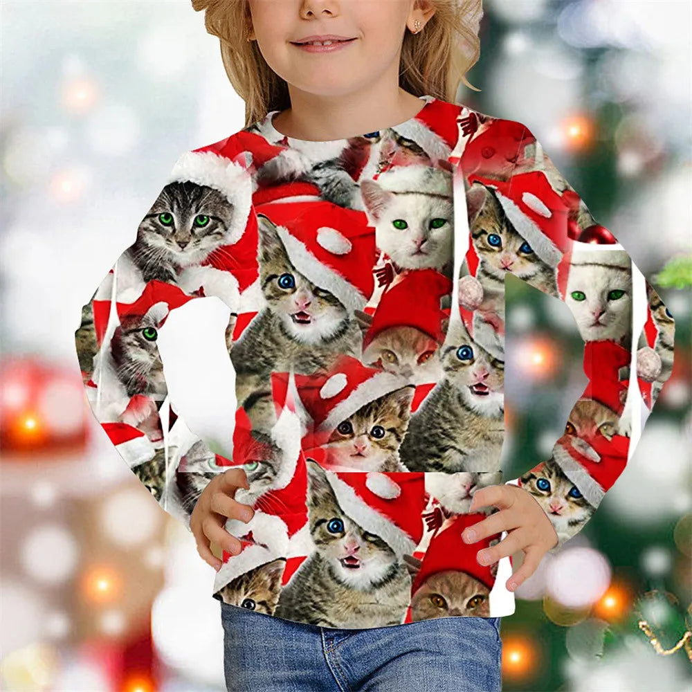 Kids Clothes Girl T-Shirt Long Sleeve Christmas 3D.