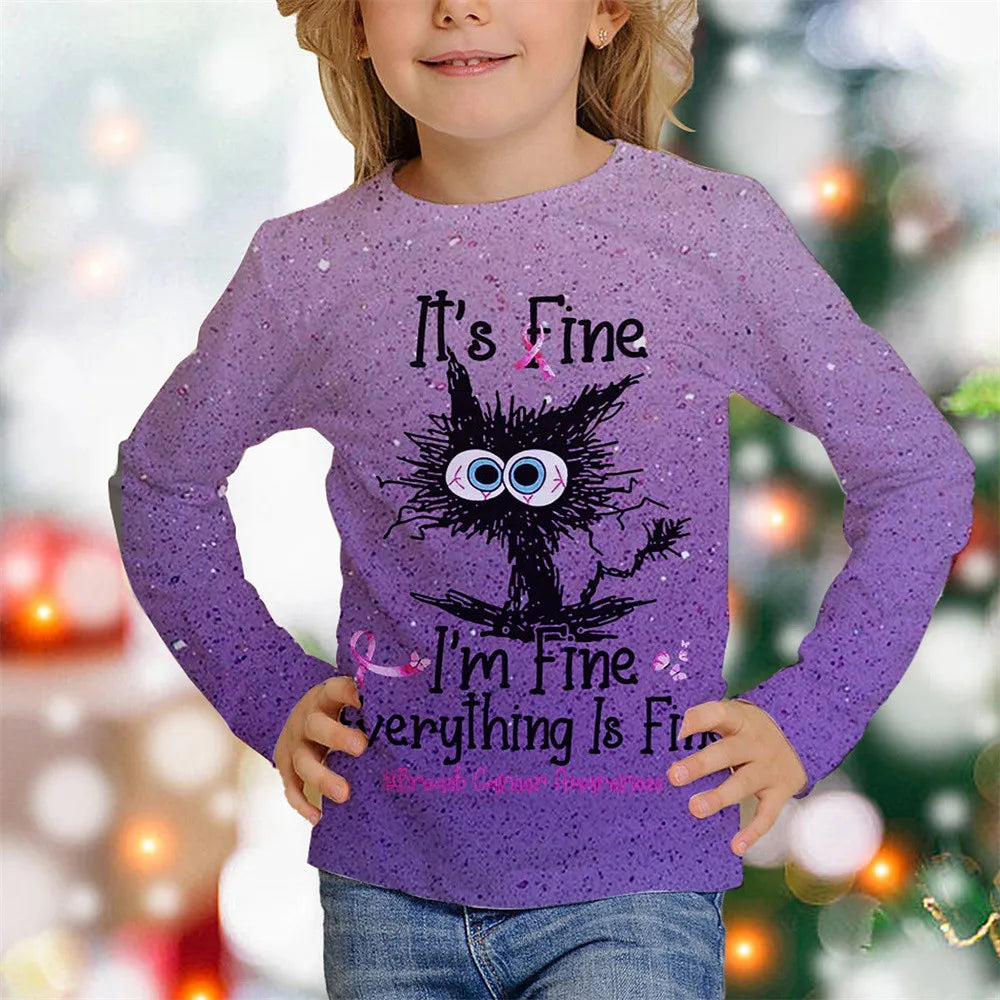 Kids Clothes Girl T-Shirt Long Sleeve Christmas 3D.