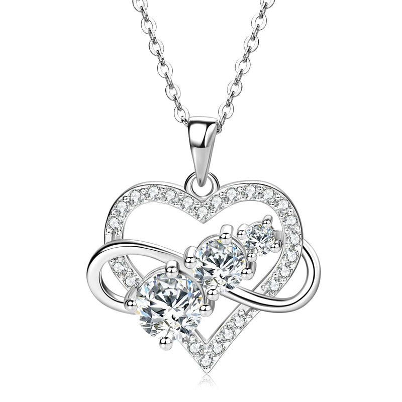 925 Sterling Silver Moissanite Heart Pendant – RAPRGOLD Certified Fine Jewelry for Women