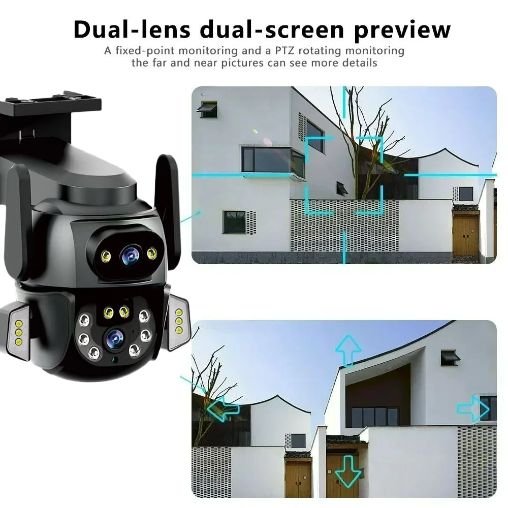 Tuya 5K Dual-Lens PTZ WiFi Camera – 4K Outdoor Security with AI Human Tracking & Dual Screen