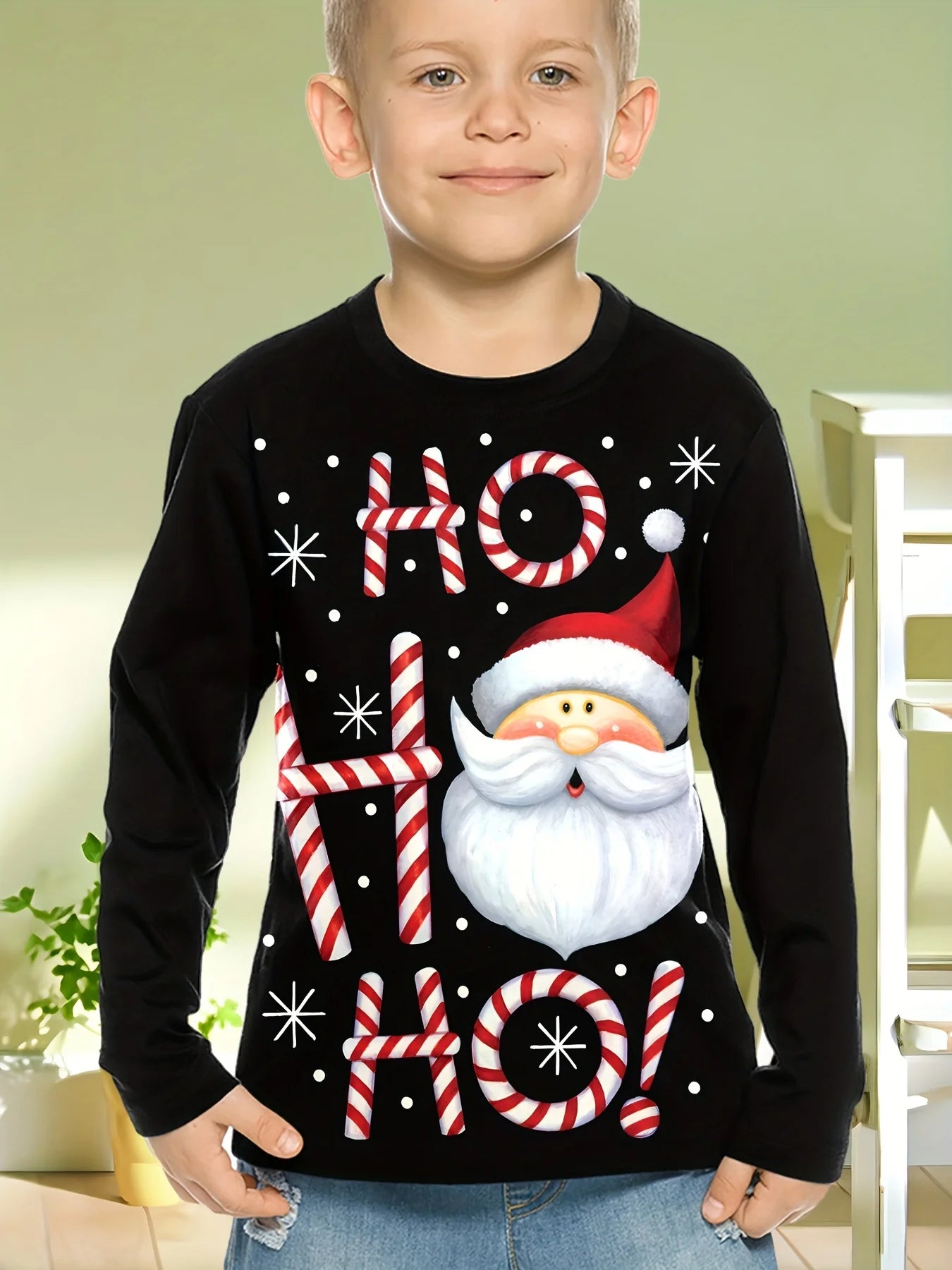 Kids 3D Christmas Print Long Sleeve T-Shirt – Boys & Girls Casual O-Neck Top for Spring & Fall