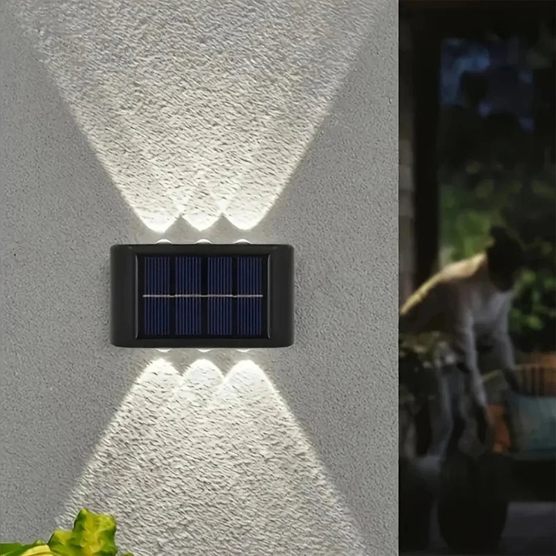 Solar Powered Outdoor Wall Light – Waterproof Up & Down 6 LED Lamp for Garden, Fence, Courtyard & Terrace Decoration