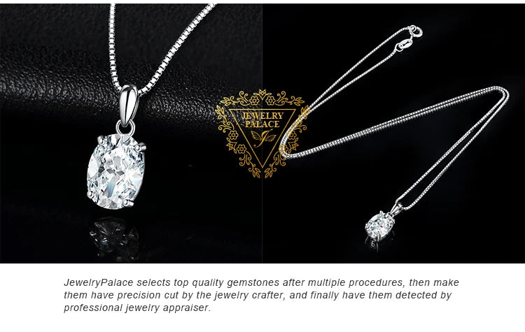 JewelryPalace 1ct/2ct D Color Moissanite Oval Pendant for Women – Sterling Silver 925, Gold Plated, Timeless Sparkle