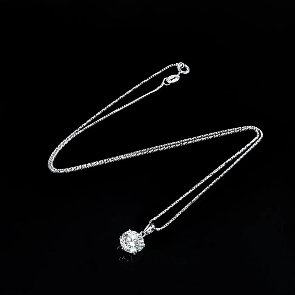 Sparkling Moissanite 1ct–3ct Pendant – D Color Round Cut, 925 Sterling Silve
