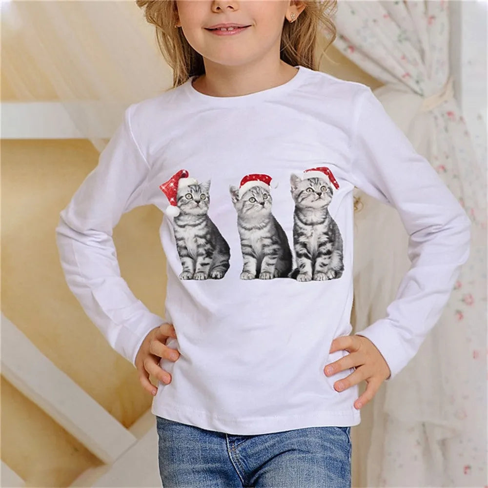 Kids Clothes Girl T-Shirt Long Sleeve Christmas 3D.