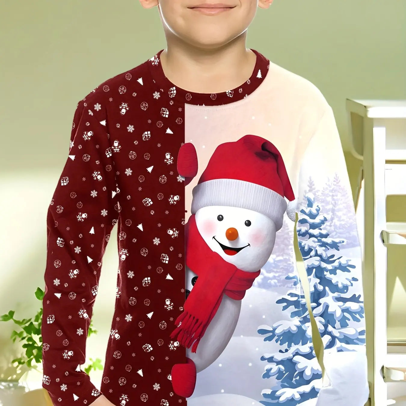 Kids 3D Christmas Print Long Sleeve T-Shirt – Boys & Girls Casual O-Neck Top for Spring & Fall