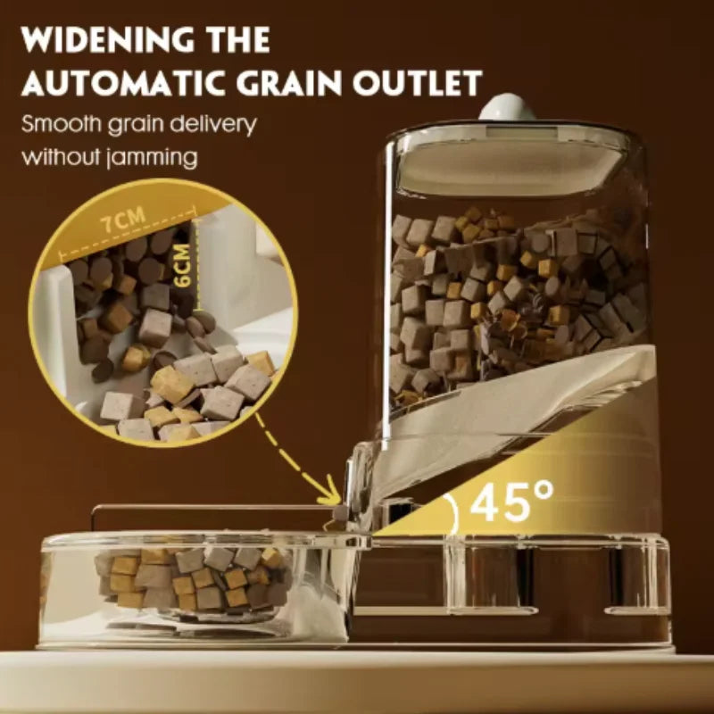 Home pet food bowl with drinking feature for puppies.