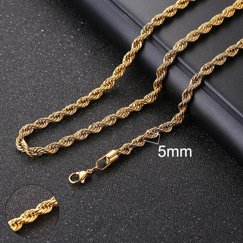 Punk Cuban Chain Necklace – Unisex Solid Metal Curb Link Choker in Gold Tone