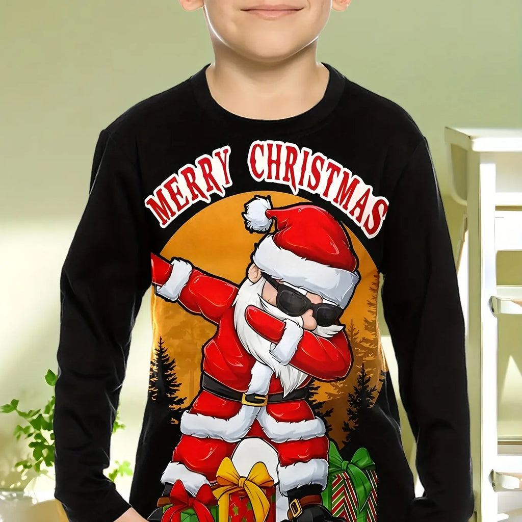 Kids 3D Christmas Print Long Sleeve T-Shirt – Boys & Girls Casual O-Neck Top for Spring & Fall