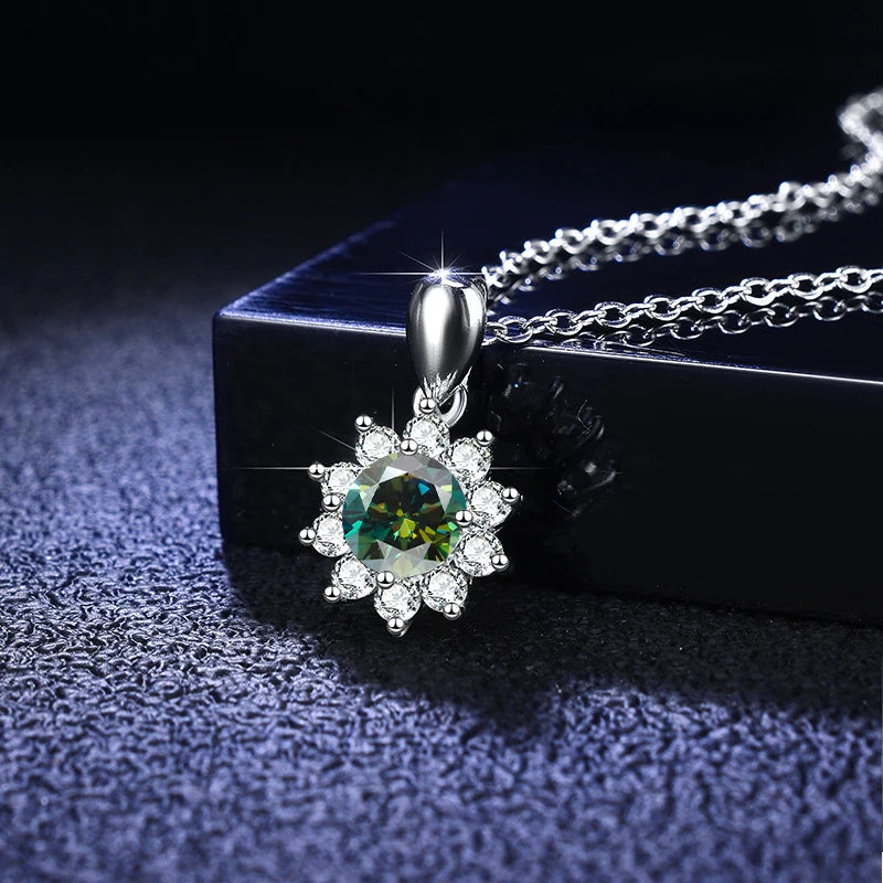 Necklace Women's 925 Sterling Silver Plated 18k Gold Pendant Luxury Fine Jewelry, Classic Four Prong 1ct Moissanite