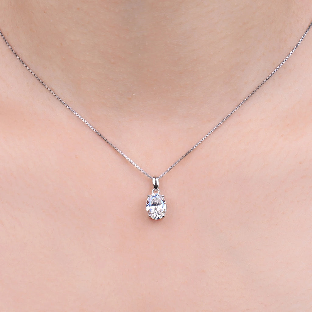 JewelryPalace 1ct/2ct D Color Moissanite Oval Pendant for Women – Sterling Silver 925, Gold Plated, Timeless Sparkle