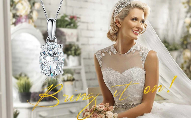 JewelryPalace 1ct/2ct D Color Moissanite Oval Pendant for Women – Sterling Silver 925, Gold Plated, Timeless Sparkle