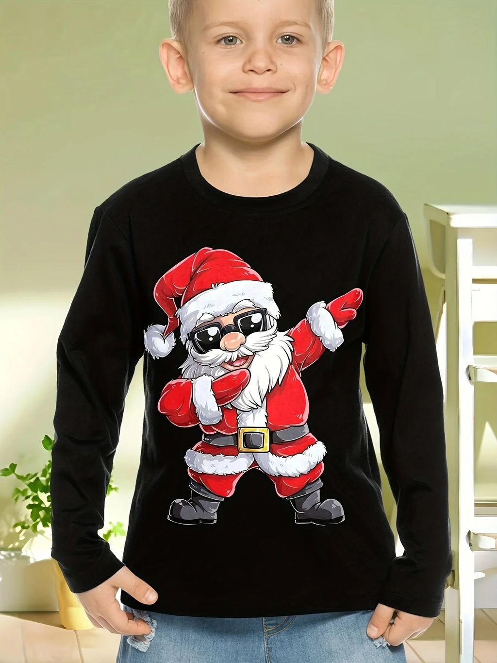 Kids 3D Christmas Print Long Sleeve T-Shirt – Boys & Girls Casual O-Neck Top for Spring & Fall