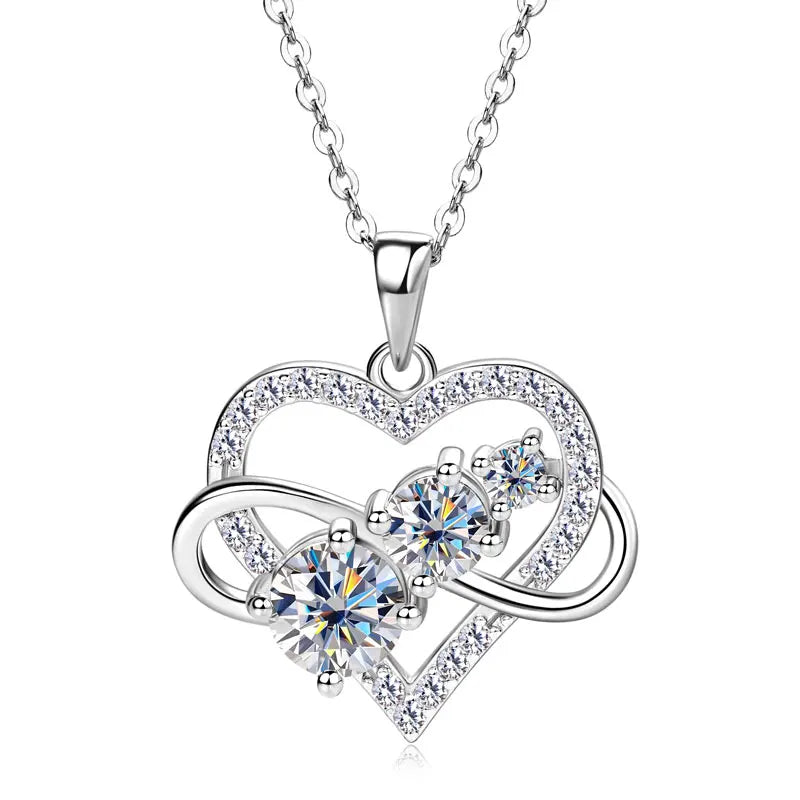 925 Sterling Silver Moissanite Heart Pendant – RAPRGOLD Certified Fine Jewelry for Women