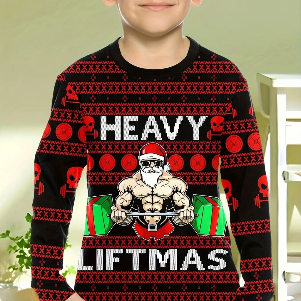 Kids 3D Christmas Print Long Sleeve T-Shirt – Boys & Girls Casual O-Neck Top for Spring & Fall