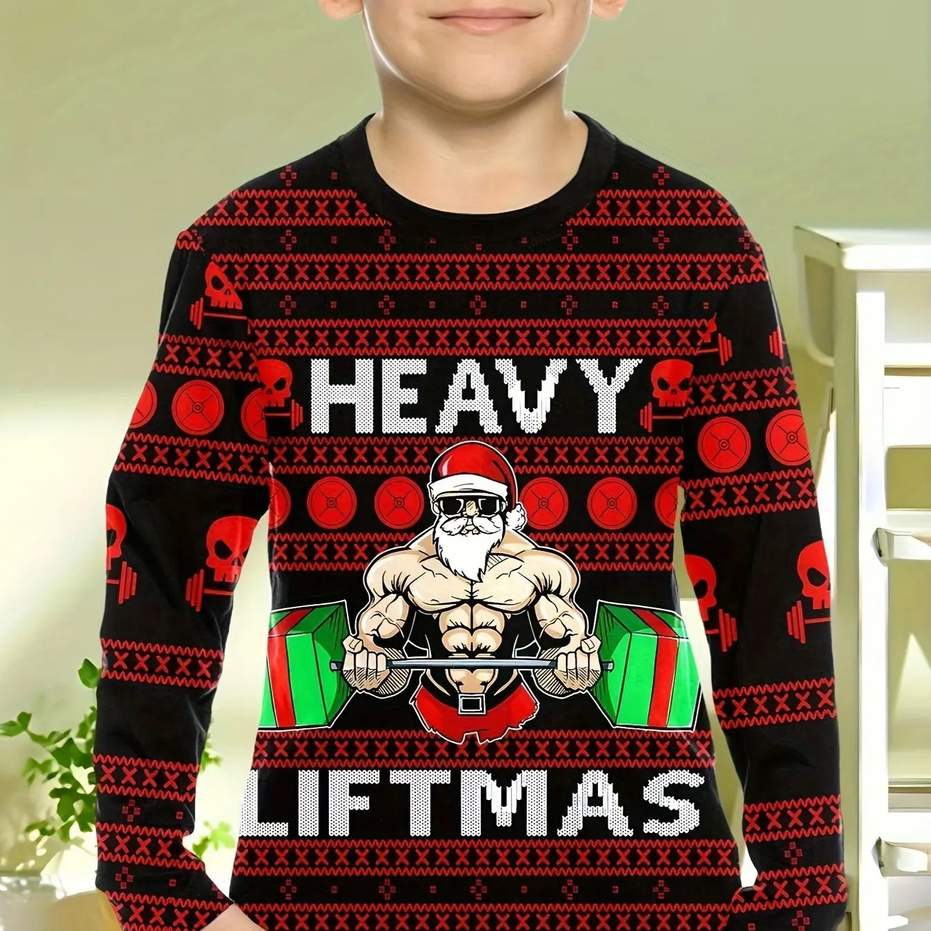 Kids 3D Christmas Print Long Sleeve T-Shirt – Boys & Girls Casual O-Neck Top for Spring & Fall