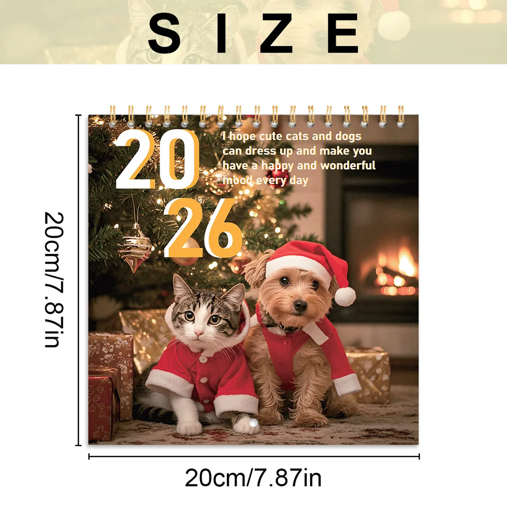 2026 New Upgraded Pearl Paper Punched Calendar Wall Calendar, Decorative Wall Calendar with Portraits of Cute Puppies
