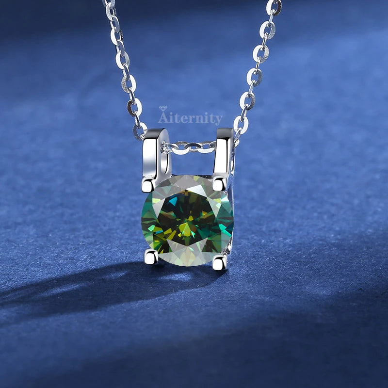Necklace Women's 925 Sterling Silver Plated 18k Gold Pendant Luxury Fine Jewelry, Classic Four Prong 1ct Moissanite