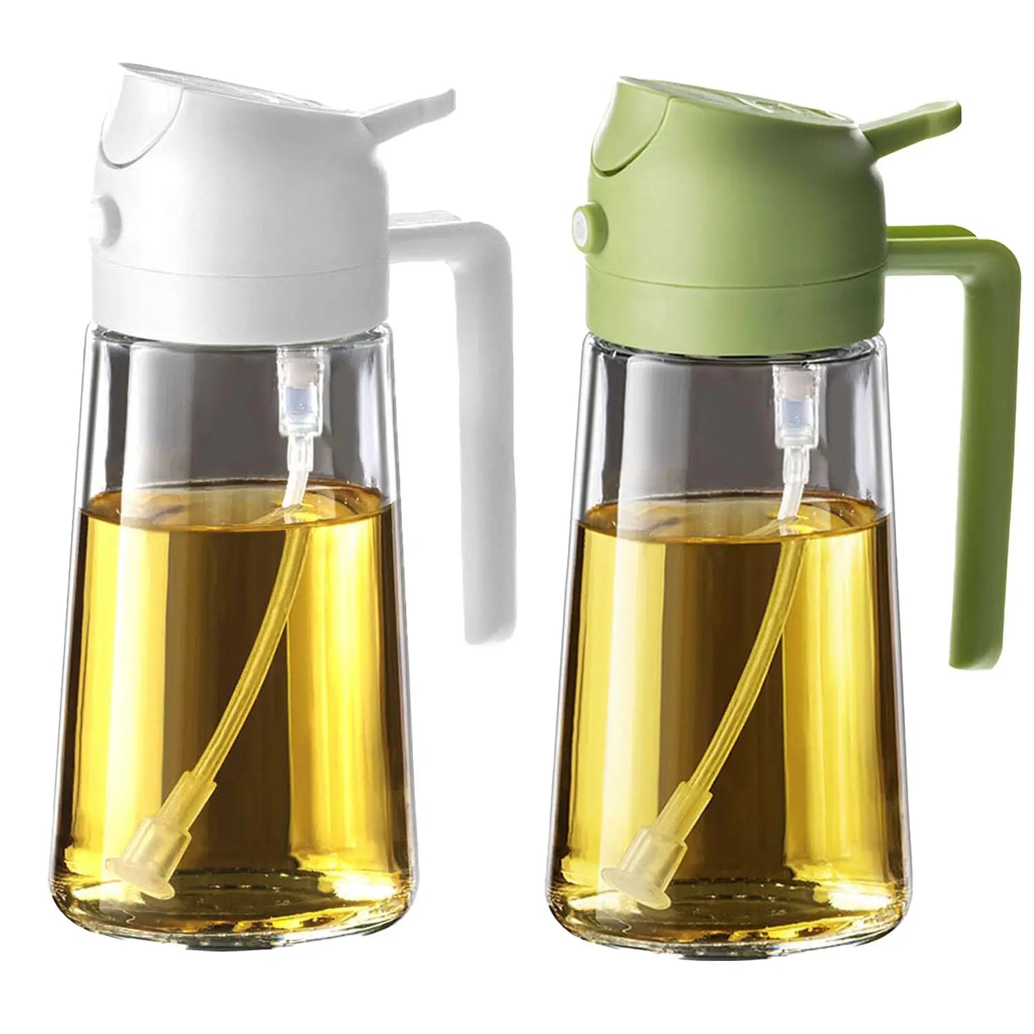 1–2PCS 500ml Olive Oil Spray Bottle – Dual-Function Oil Sprayer and Dispenser for Home Cooking & Outdoor Grilling
