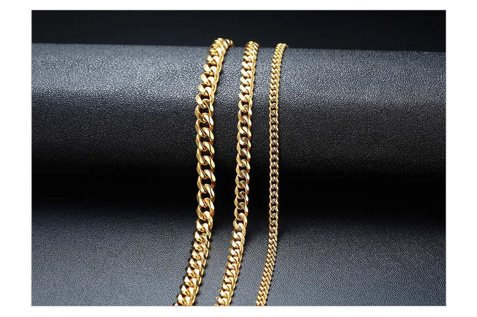 Punk Cuban Chain Necklace – Unisex Solid Metal Curb Link Choker in Gold Tone