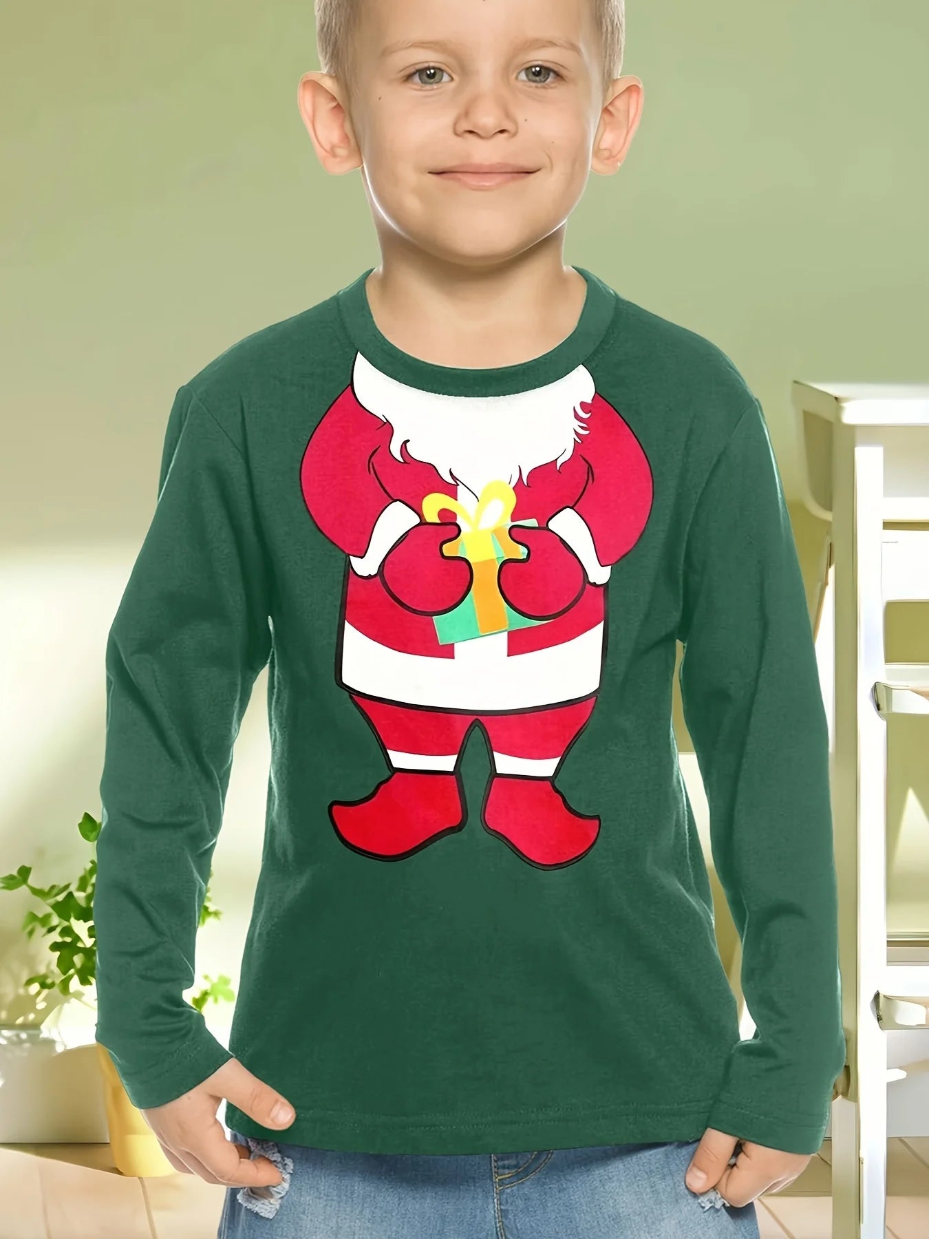 Kids 3D Christmas Print Long Sleeve T-Shirt – Boys & Girls Casual O-Neck Top for Spring & Fall